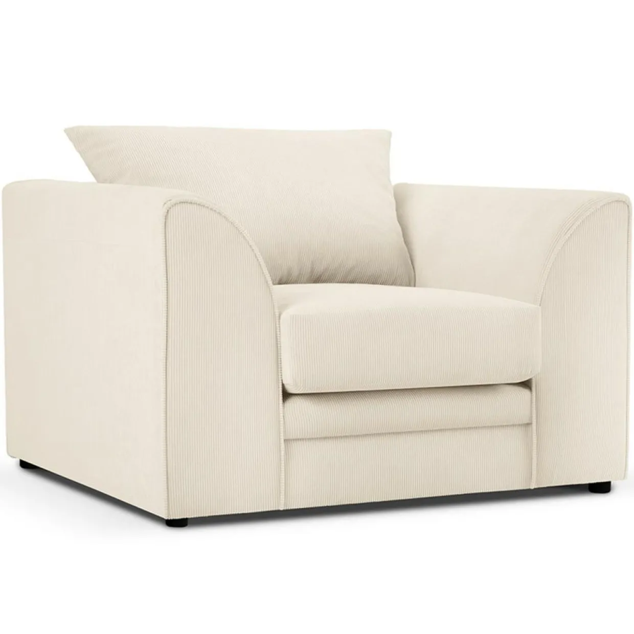 Fauteuil Quince Velours côtelé beige clair - 97x92x80 cm-Mazzini Sofas Online