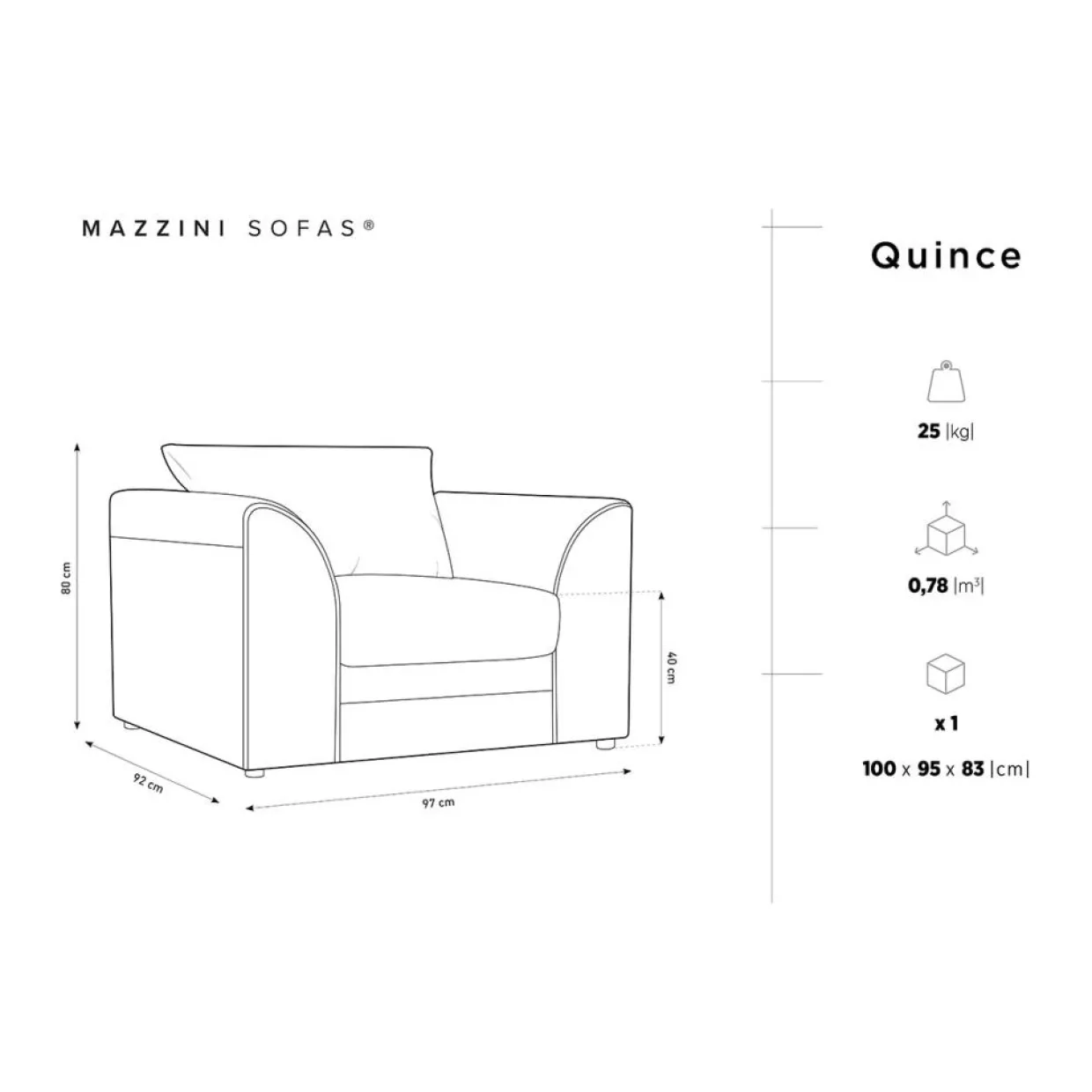Fauteuil Quince Velours côtelé beige clair - 97x92x80 cm-Mazzini Sofas Online
