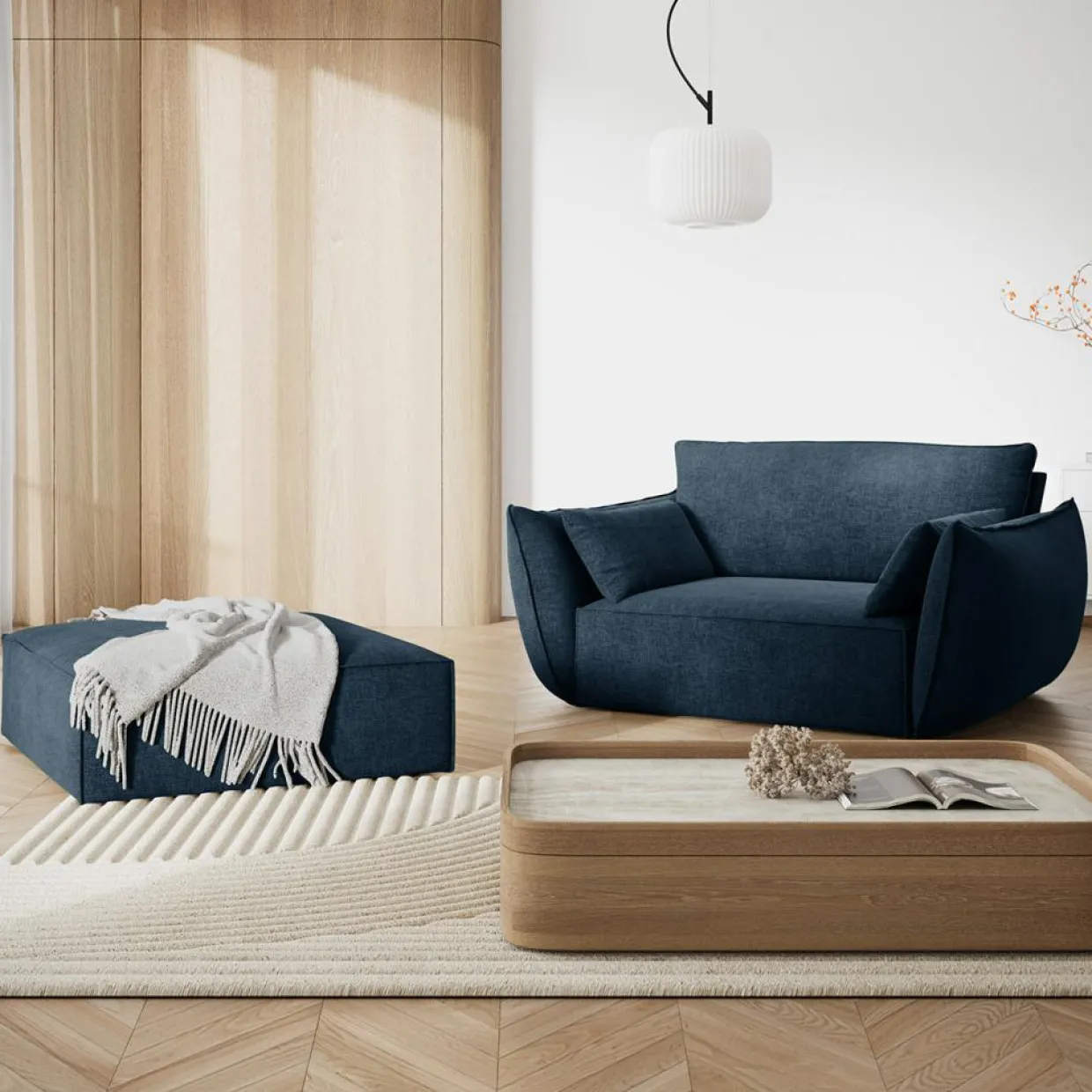 Mazzini Sofas Fauteuils^Fauteuil Vanda bleu roi - 128x100x85 cm
