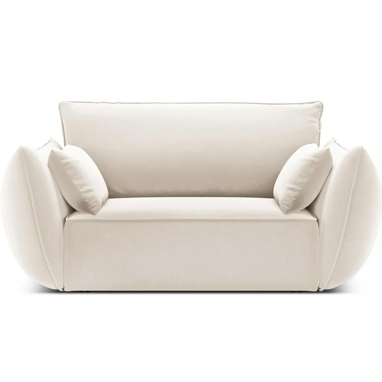 Fauteuil Velours Vanda beige clair - 128x100x85 cm-Mazzini Sofas Best