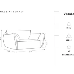 Fauteuil Velours Vanda beige clair - 128x100x85 cm-Mazzini Sofas Best