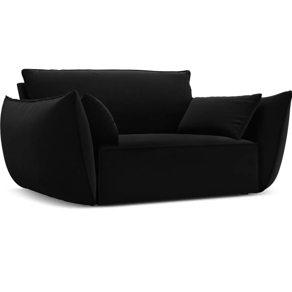 Mazzini Sofas Fauteuils^Fauteuil Velours Vanda noir - 128x100x85 cm