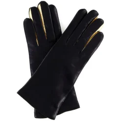 Femme Maison Fabre Gants, Moufles^Gants en Cuir d'Agneau doublure Laine Heritage Valois bleu nuit