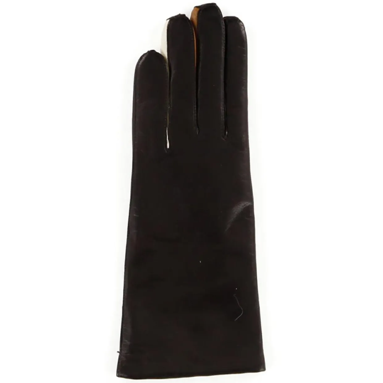 Femme Maison Fabre Gants, Moufles^Gants en Cuir d'Agneau doublure Laine Heritage Valois bruns