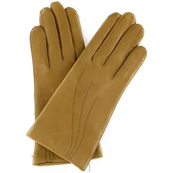 Femme Maison Fabre Gants, Moufles^Gants en Cuir d'Agneau doublure Laine Waves chameau clair