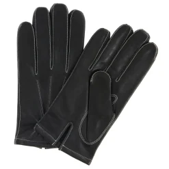 Homme Georges morand Gants, Moufles^Gants en Cuir d'Agneau doublure textile noir/écru
