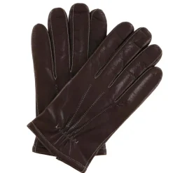 Gants en Cuir d'Agneau doublure textile marron/écru-Georges morand Best