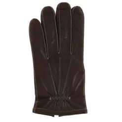 Gants en Cuir d'Agneau doublure textile marron/écru-Georges morand Best