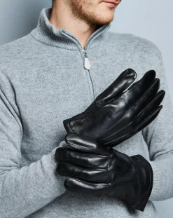 Gants en Cuir d'Agneau doublure maille noirs-Georges morand Online
