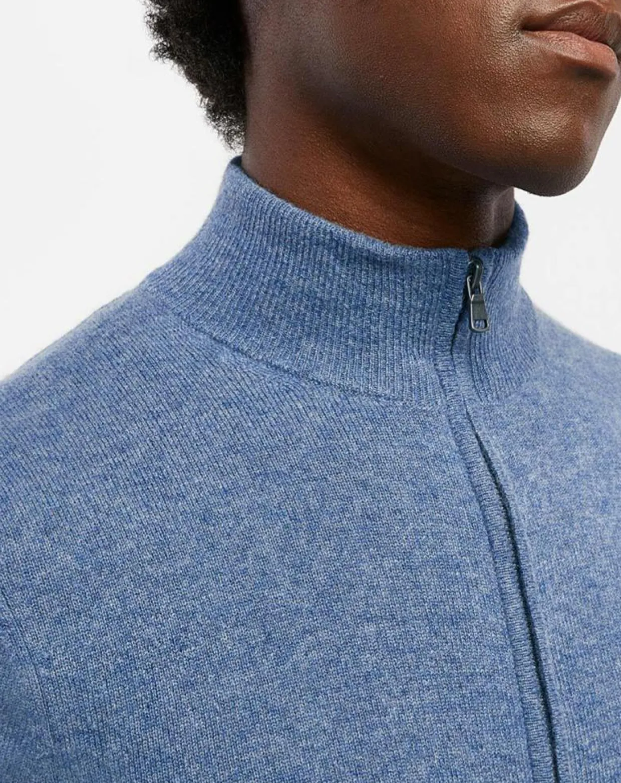 Gilet 100% Cachemire Zip Uni Nachgil bleu chiné-Galeries Lafayette Hot