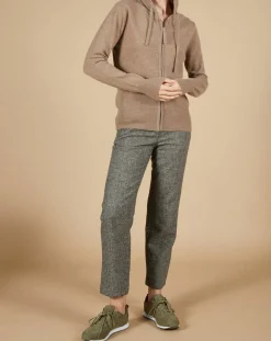 Femme Cashmere Tribu Gilets Et Cardigans^Gilet à capuche 100% Cachemire Blanche châtaigne/corail fluo