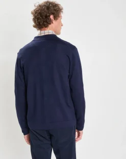 Gilet 100% Laine Mérinos façon veste bleu marine-Hackett London Clearance
