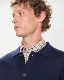 Gilet 100% Laine Mérinos façon veste bleu marine-Hackett London Clearance