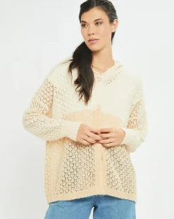 Gilet ajouré en Mohair mélangé Milane abricot/écru-Lauren Vidal Best