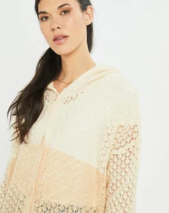 Gilet ajouré en Mohair mélangé Milane abricot/écru-Lauren Vidal Best