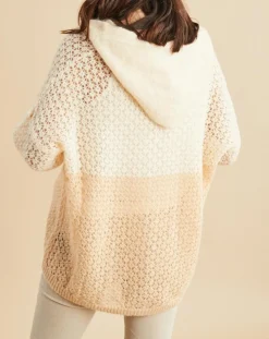 Gilet ajouré en Mohair mélangé Milane abricot/écru-Lauren Vidal Best