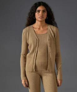 Gilet Alexane 100% laine cache-coeur marron chamois-Rodier Hot