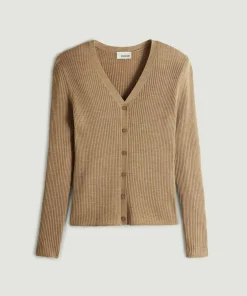 Gilet Alexane 100% laine cache-coeur marron chamois-Rodier Hot