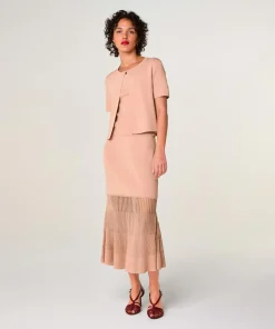 Gilet Allison col rond rose poudre-Rodier Clearance