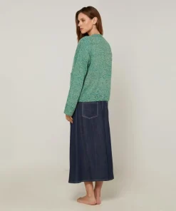 Gilet Brenda col V chiné vert-Rodier Sale