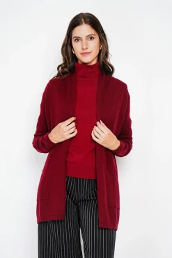 Gilet col châle bordeaux-C&Jo Outlet