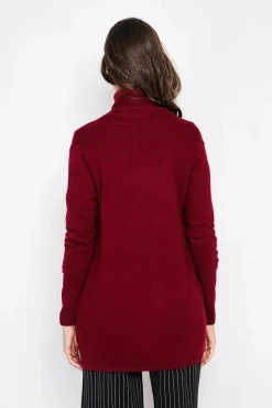 Gilet col châle bordeaux-C&Jo Outlet