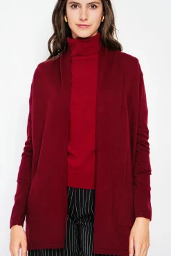 Gilet col châle bordeaux-C&Jo Outlet