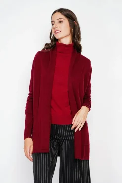 Gilet col châle bordeaux-C&Jo Outlet
