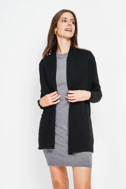 Gilet col châle noire-C&Jo Outlet