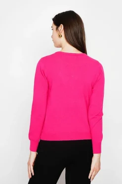 Femme C&Jo Gilets Et Cardigans^Gilet col ras du cou fushia