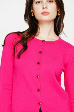 Femme C&Jo Gilets Et Cardigans^Gilet col ras du cou fushia