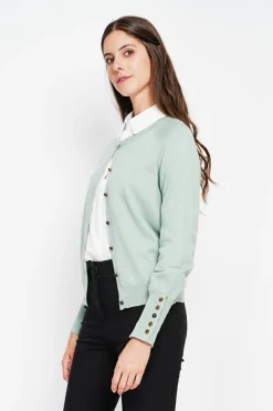 Gilet col ras du cou jade-Assuili Outlet