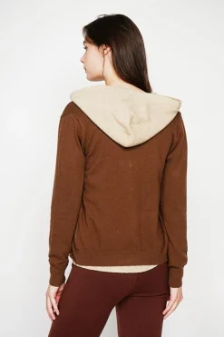 Gilet col ras du cou marron-C&Jo Online