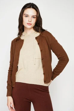 Gilet col ras du cou marron-C&Jo Online