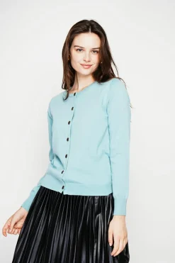 Femme C&Jo Gilets Et Cardigans^Gilet col ras du cou turquoise