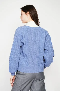 Femme C&Jo Gilets Et Cardigans^Gilet col v bleu gris