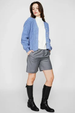 Femme C&Jo Gilets Et Cardigans^Gilet col v bleu gris