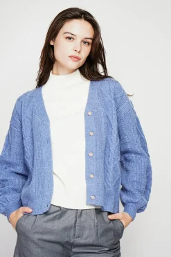 Femme C&Jo Gilets Et Cardigans^Gilet col v bleu gris