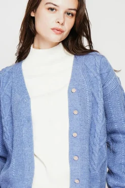 Femme C&Jo Gilets Et Cardigans^Gilet col v bleu gris