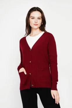 Femme C&Jo Gilets Et Cardigans^Gilet col v boutonné bordeaux
