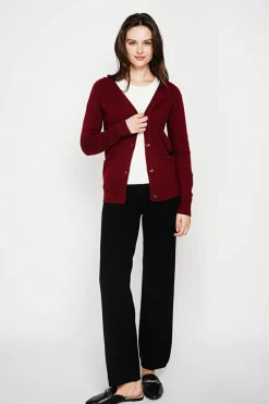 Femme C&Jo Gilets Et Cardigans^Gilet col v boutonné bordeaux
