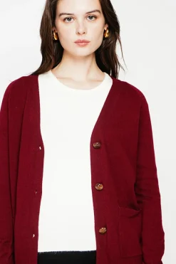 Femme C&Jo Gilets Et Cardigans^Gilet col v boutonné bordeaux
