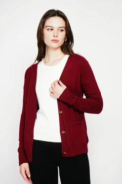 Femme C&Jo Gilets Et Cardigans^Gilet col v boutonné bordeaux