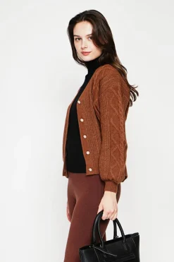 Gilet col v marron-C&Jo