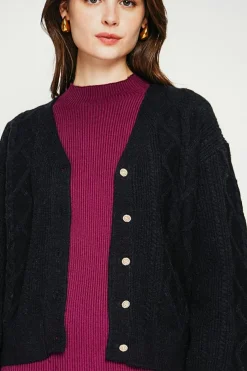 Gilet col v noir-C&Jo Outlet