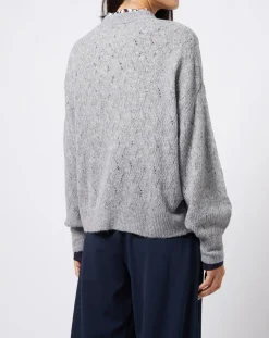 Femme Esprit Gilets Et Cardigans^Gilet court en Maille mélangée dentelle gris moyen