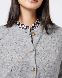 Femme Esprit Gilets Et Cardigans^Gilet court en Maille mélangée dentelle gris moyen