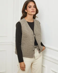 Femme L'Armoire de Suzette Gilets Et Cardigans^Gilet Diane taupe