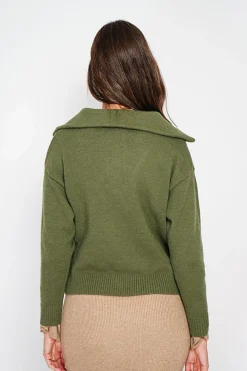 Gilet double col kaki-C&Jo Discount