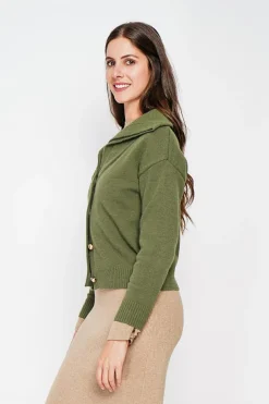 Gilet double col kaki-C&Jo Discount